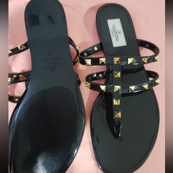 Valentino Black and Gold Studded Sandals - Picture 1 of 1